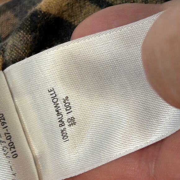 Eddie Bauer Mens L Shirt Flannel Heavy Button Up Gold Gray 100% Cotton - Picture 11 of 12